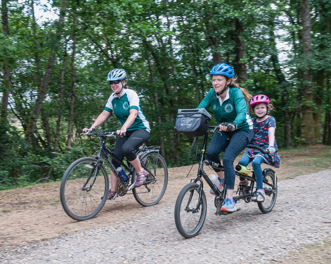 Riding a sale tandem bike